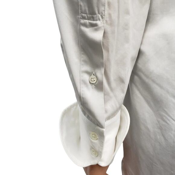 Frank Rostron England Dress Shirt Contrast Collar Two button Cuff Light Gray XL - Picture 6 of 14